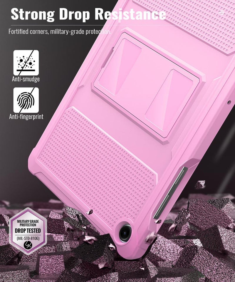 MoKo Case Fit Galaxy Tab A11+ Plus/A9+ 11-Inch 2025/2023, Shockproof Full Body Rugged Stand Back Cover with Built-in Screen Protector for Galaxy Tab A11+/A9 Plus Tablet, Flowers Pink - Image 4